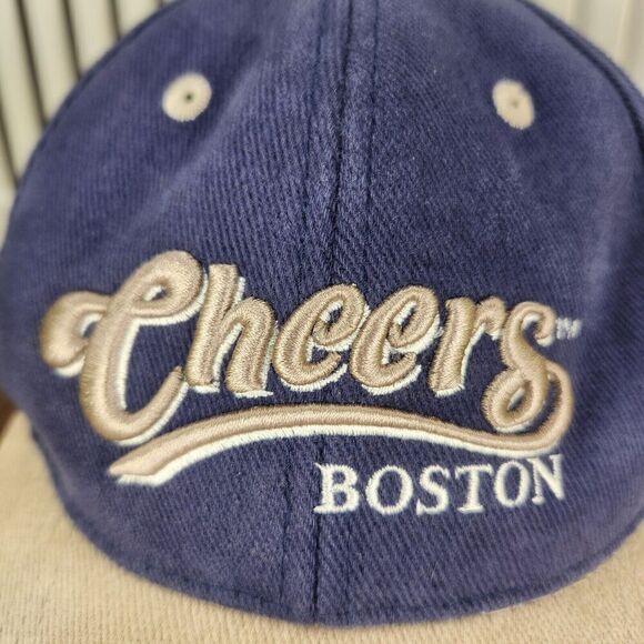 VINTAGE Cheers Boston Hat Cap Strap Back Blue Canvas TV Show Classic 90s Sitcom - Picture 3 of 10
